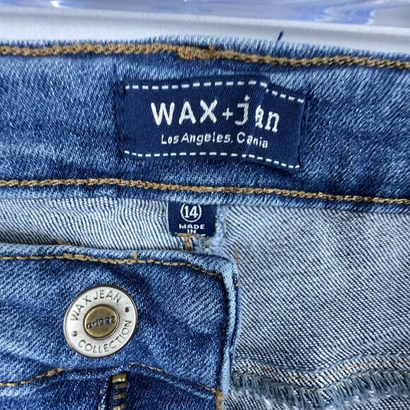 Wax Jean Womens Skinny Jeans Size 14 Distressed 90187XL High Rise Stretch Blue - Picture 6 of 13